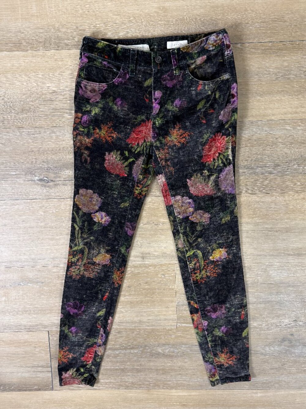 Pilcro and the Letterpress Anthropologie Velvet Floral Skinny Jeans | 25